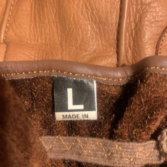 LEATHER GLOVES SZ LARGE. MADE IN PAKISTAN. CAMEL - Picture 6 of 16